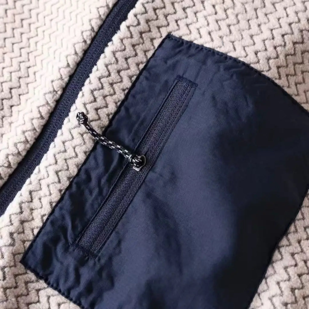 Wave Pattern Fleece Lined Hooded Zip-up Jacket/Sweatshirt: Warm & Outdoor-Ready  Ideal for Couples Hooded Sweatshirt