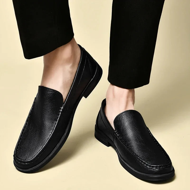 Leather Men Footwear Slip on Office Man Formal Shoes Wedding Party Men Dress Shoes Breath Driving Lazy Loafers Moccasins