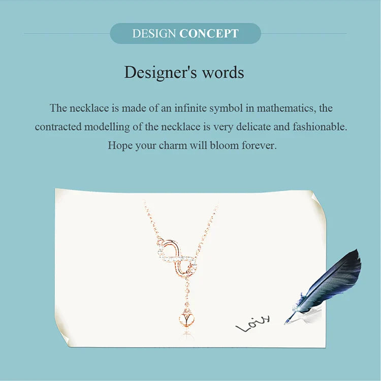 100% 925 Sterling Silver Infinity Love Pendant Necklaces Forever Love Neck Chain for Women Gift Fine Jewelry SCN223