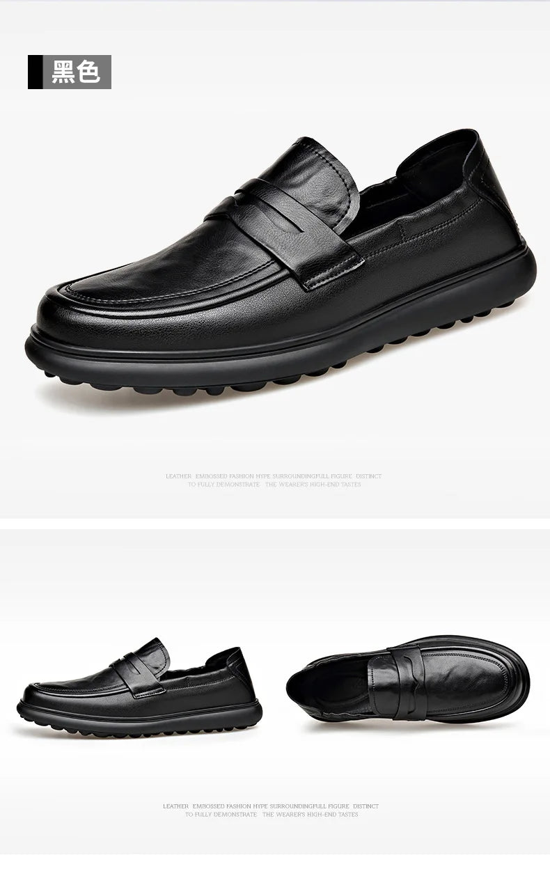 Spring Autumn New Genuine Leather Shoes for Men Black Fashion Business Casual Shoes Male High Quality Designer Loafers Man