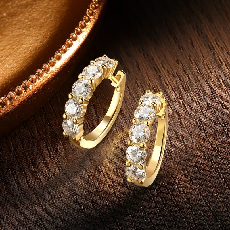 D Color Moissanite Loop Earring 925 Sterling Sliver Plated with 18k White Gold Earring for Women Sparkling Fine Jewelry