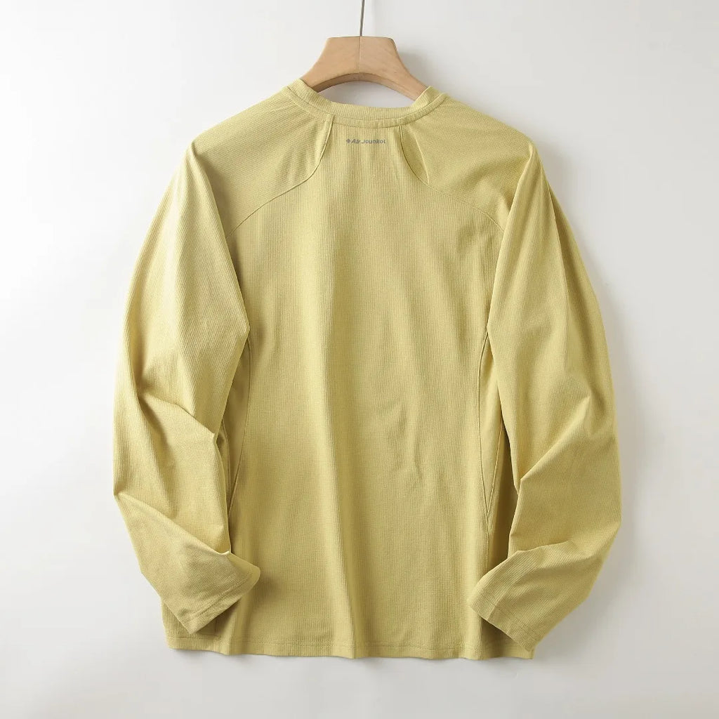 Unisex High-Stretch Breathable Long-Sleeve T-Shirt – Antibacterial, Moisture-Wicking & Quick-Dry with Waffle-Knit Print Outdoor
