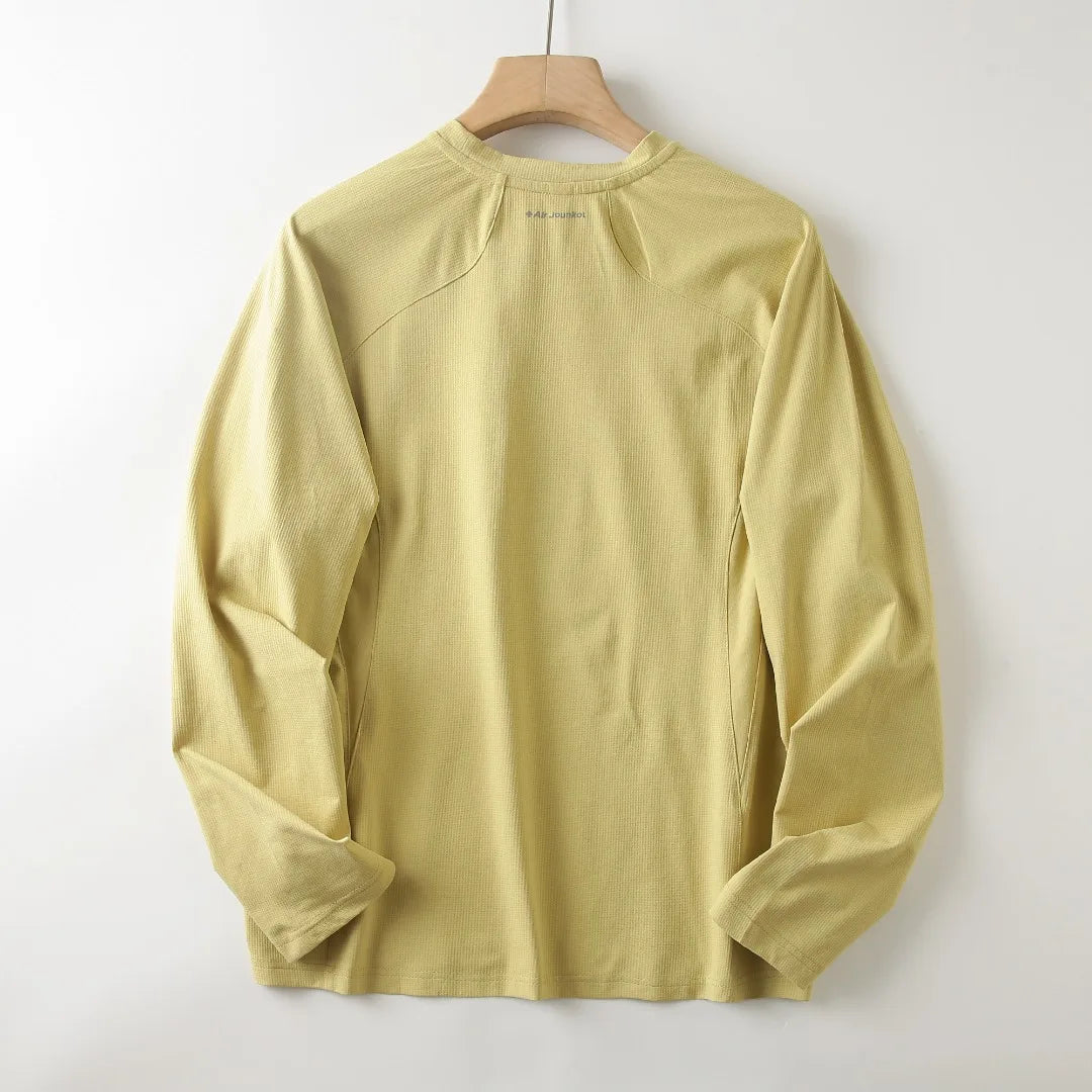 Unisex High-Stretch Breathable Long-Sleeve T-Shirt – Antibacterial, Moisture-Wicking & Quick-Dry with Waffle-Knit Print Outdoor