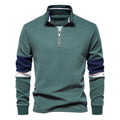 Mens Mock Neck Quarter Zip Sweatshirts Patchwork  Fashion Pullover Cotton-blend Sweatshirt for Men