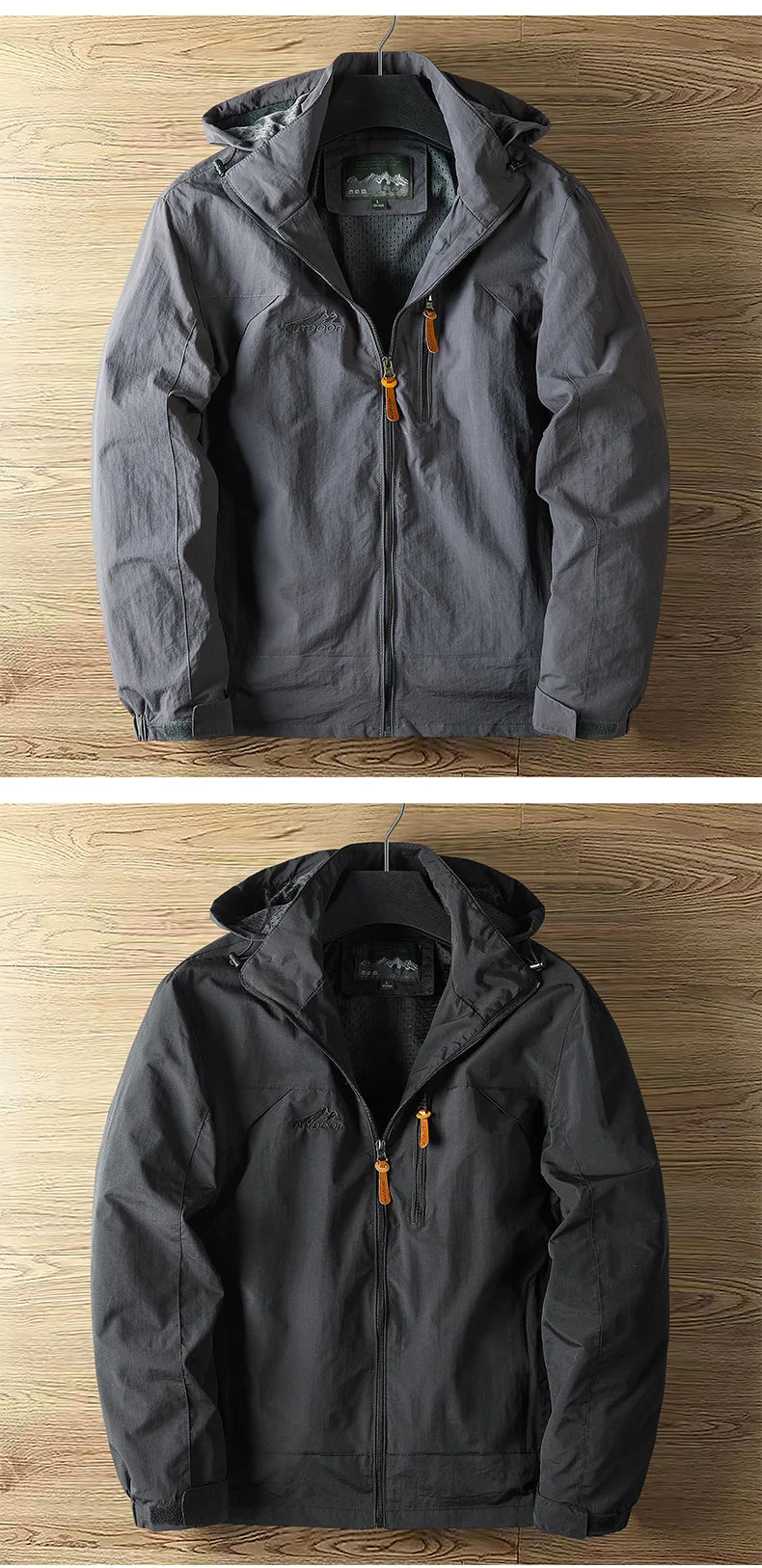 Men's Spring and Autumn Thin Section Punching Jacket Outdoor Jackets Men With Hat Clambing Streetwear Fashion
