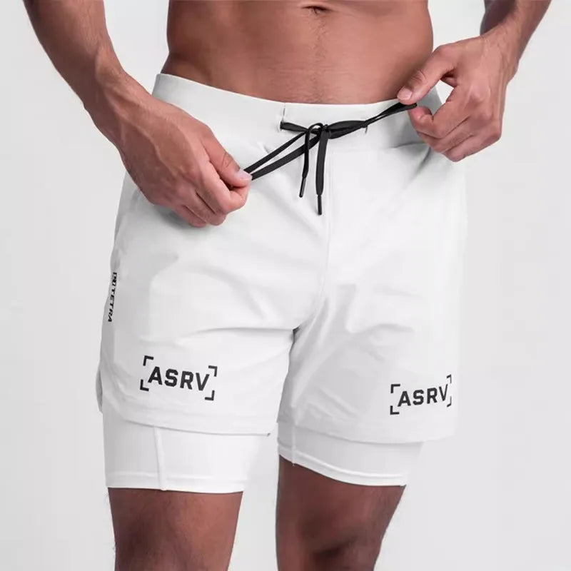 Mens Quick Dry 2 in 1 Double-deck Shorts Gym Fitness Basketball Jogger Short Pants Summer Sports Workout Bottoms Sweatpants