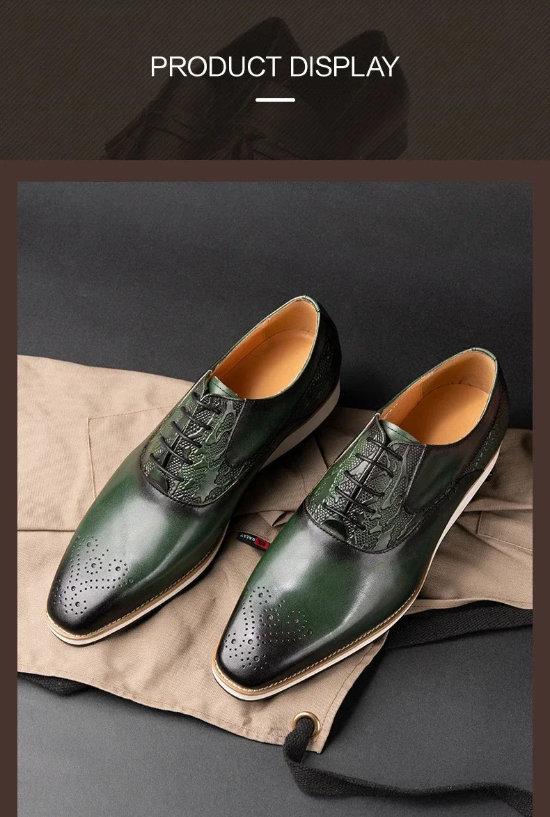 Men's Genuine Leather Brogue Shoes|All-Season Sport Casual Footwear|High-Quality Leather Dress Shoes|Comfortable Walking Shoes