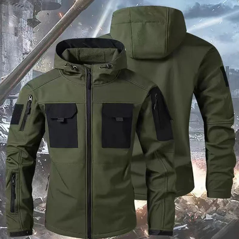 Men's Tactical Military Winter Autumn Fleece Waterproof Jackets Sports Hiking Camping Climbing Outdoor Hood Coat Hunting Combat