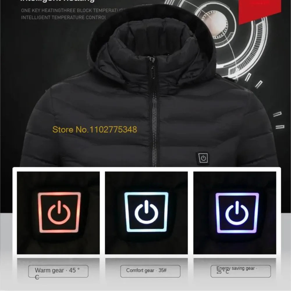 Heated Jacket Men Women Cold-Proof Winter Self Heated Jacket Skiing USB Heated Clothing 2-21 Areas S-6XL Washed Hiking Coats