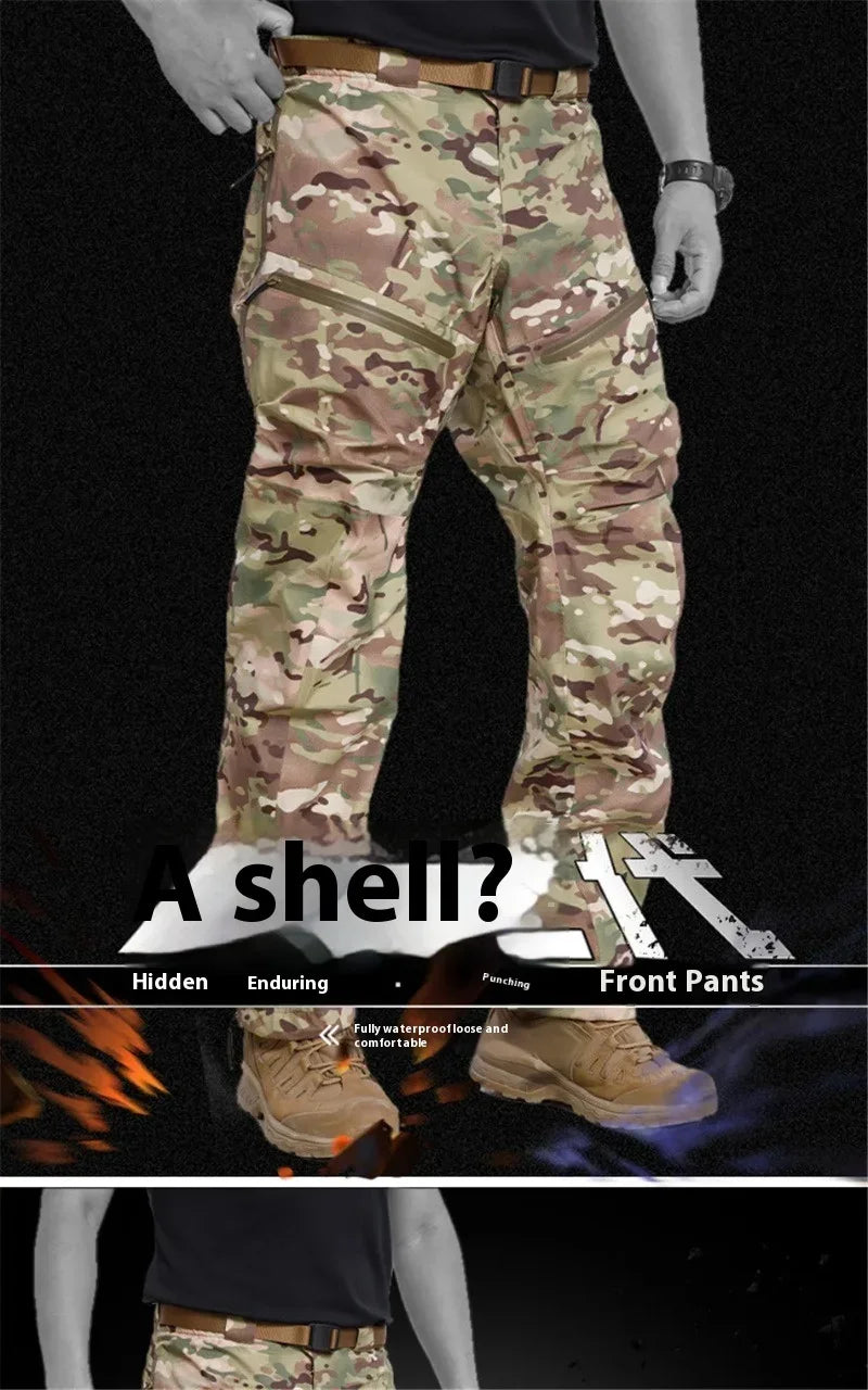 Outdoor Hard Shell Gen2 Camping Hiking Mountaineering Pants Fully zippered Leg Waterproof Windproof Camouflage Tactical Pants