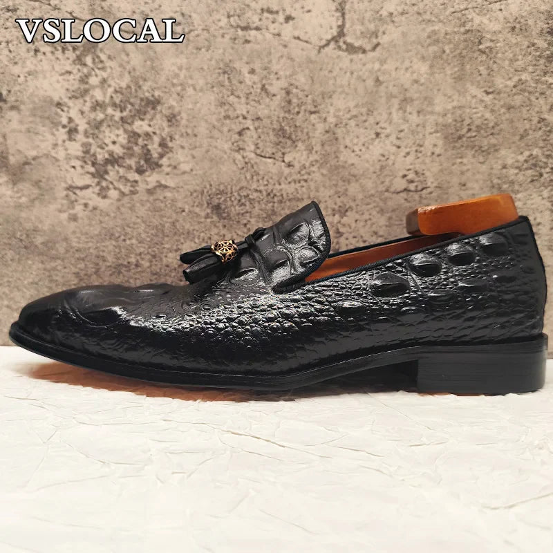 Luxury Men's Loafers Shoes Black Brown Tassel Loafers Slip On Casual Mens Dress Shoes Wedding Office Leather Shoes Men