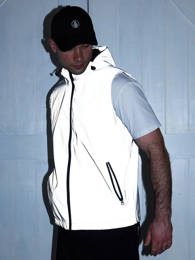 Night Reflective Vest Men's Spring Summer Thin Hooded Fashion Casual Outdoor Run Dancing Hip-hop Streetwear Glowing Clothes