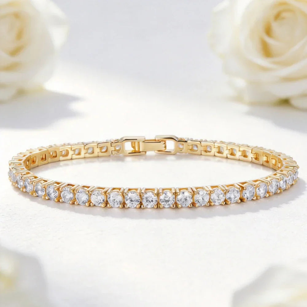  5A Cubic Zirconia Tennis Bracelet for Women Sparkling Diamond Bracelets Daily Wear Party Fashion Stackable Jewelry Gift