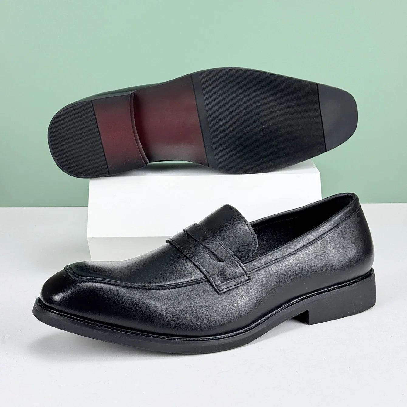 Men’s Casual Leather Shoes – Comfortable Daily Wear with Rubber Sole | Sizes 40–47