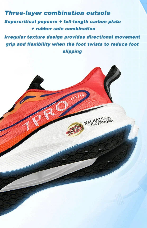 Summer Men's Running Shoes New Professional Carbon Plate Sports Training Shoes Outdoor Non-slip Shock-absorbing Tennis Shoes