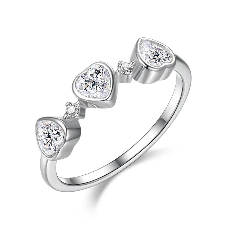 4*4mm Heart Cut Women Moissanite Rings Jewelry Wedding Band for Couples 100% Real Pure 925 Silver Birthday Gift Wholesale