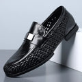 2026 Summer New Hallow Leather Shoes for Man Black Woven Breathable Elegant Shoes Man Fashion Business Loafers Male