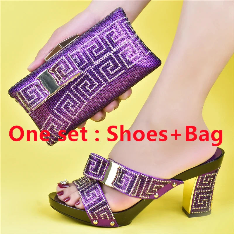 Party Shoe and Bag Sets Black Color Women Matching Shoes and Bag Set