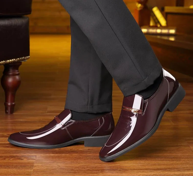 Patent Leather Men's Formal Shoes Casual Business Social Shoe Male Bright Upper Spring Autumn Cheap Clearance Not 2025 Style New