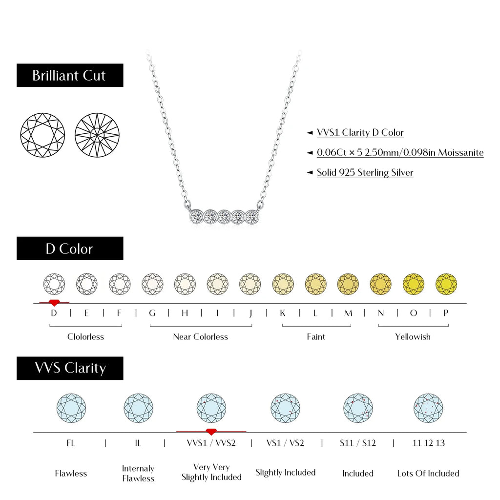 D Color Moissanite 925 Sterling Silver Stackable Pendant Necklaces Lab Diamond Link Chain Jewelry For Women Luxury Gift