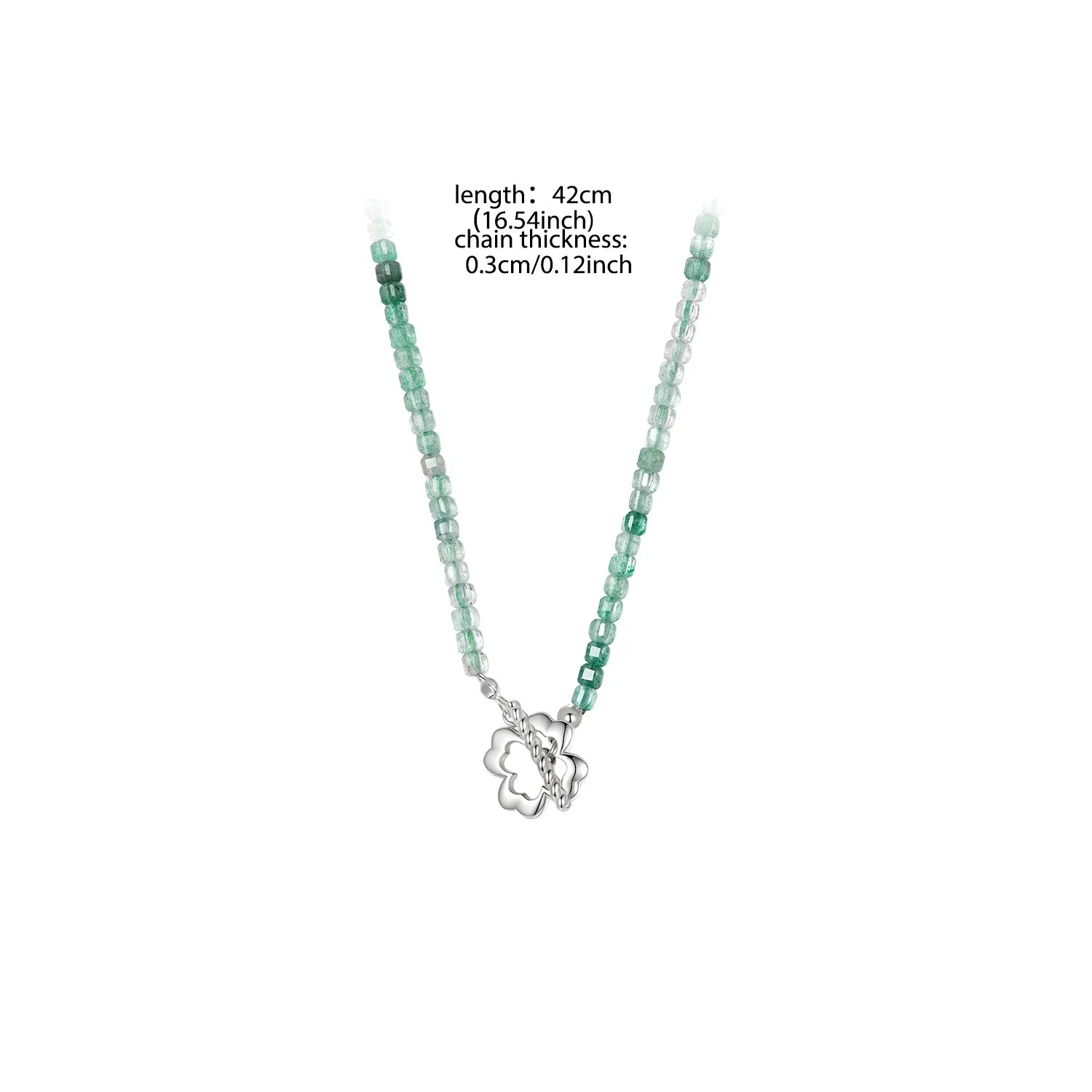 Lucky Strawberry Crystal Necklace Green Quartz Beads Chain Choker Colver Pendant Necklace Trendy Healing Women Jewelry