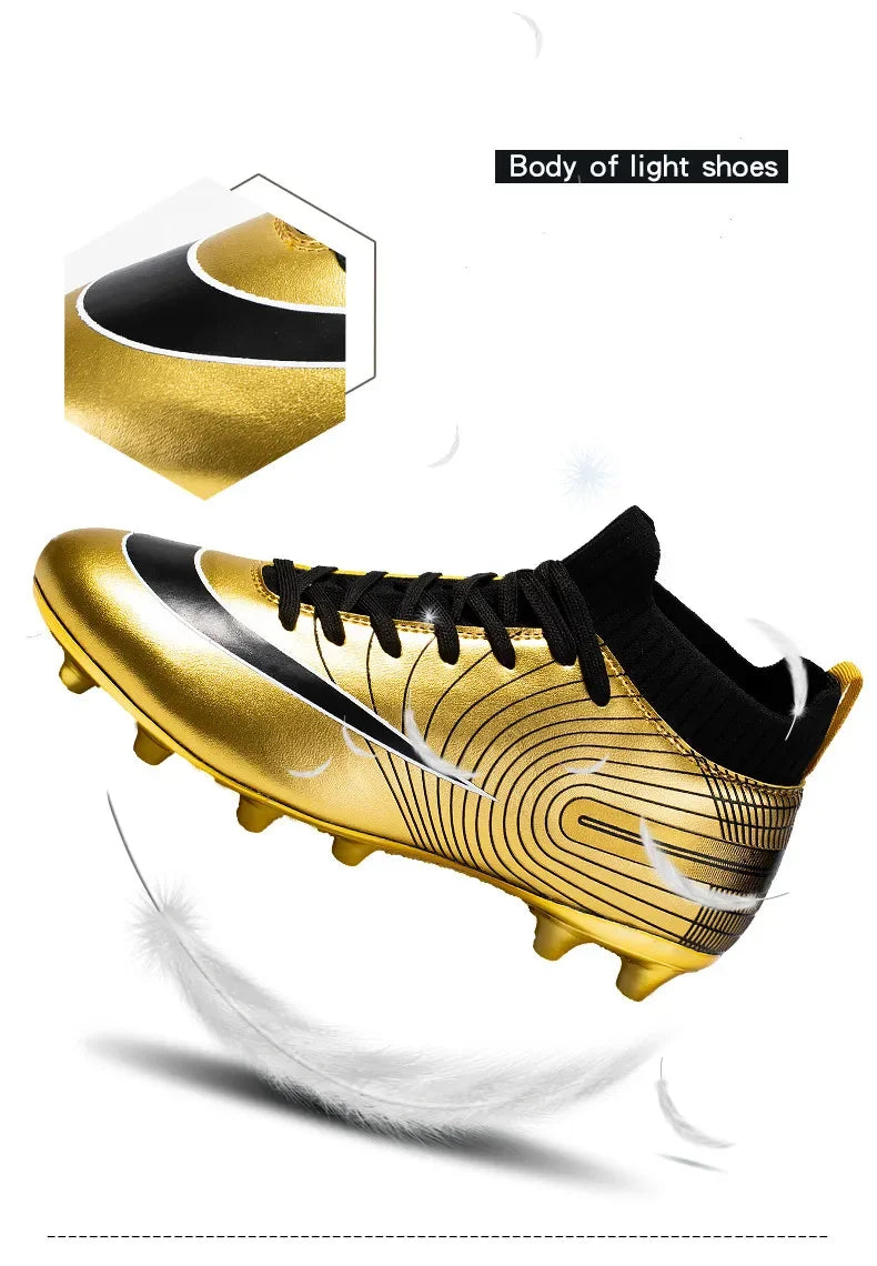 Professional Men Ankle Football Boots Outdoor Grass Cleats Unisex Soccer Shoes Long Spikes Tf Football Shoes Chuteira Society