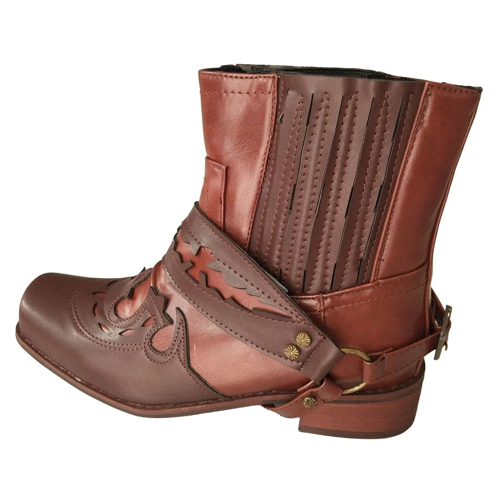 Retro Square Toe Cowboy Short Boots