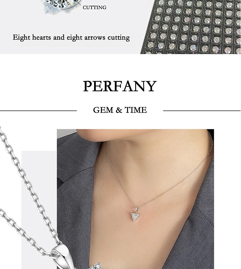 0.5/1CT Triangular Moissanite Necklace for Women S925 Pure Silver Laboratory Diamond Pendant Fashion Jewelry Party Gift