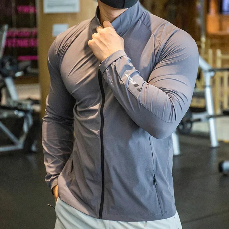 Men's Running Training Elastic Coat Outerwear Gym Tights Jacket Outdoor Cycling Sweatshirt Dry Fit Breathable Compression Tops