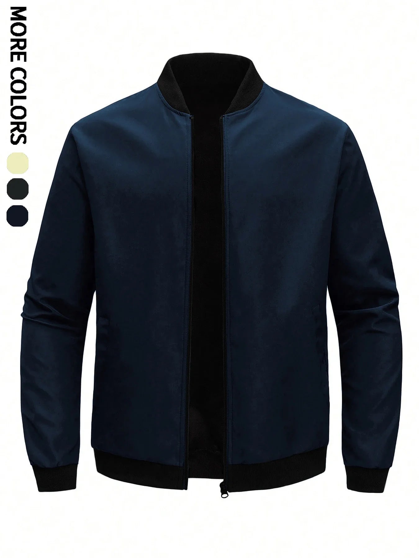 Men's Plain Light Jacket, Outdoor Sports and Leisure Stand-Up Collar Top, Baseball Jacket with Zipper and Elastic Hem, Windproof, Wear-Resistant, Comfortable and High-Quality Fabric, Suitable for Home Leisure, Work Clothing t