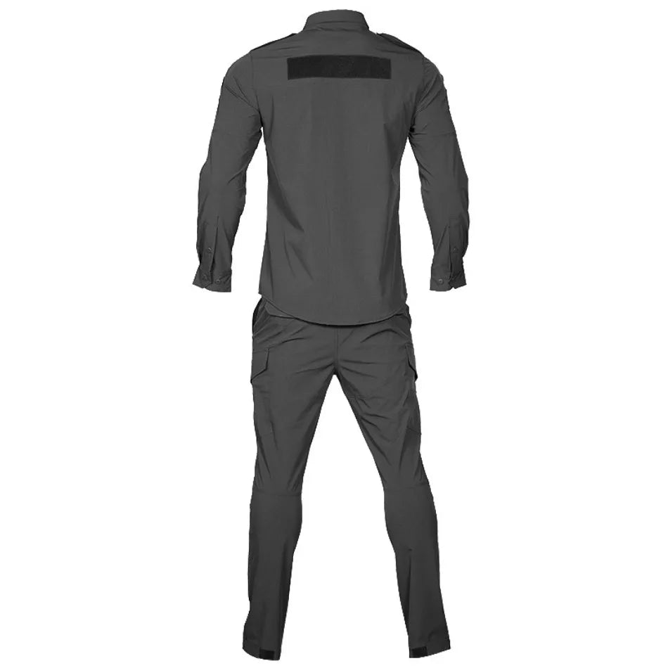 Quick Drying Workwear Suit Men Combat Elastic Tactical Training Set Multi Pocket Man Security Staff Uniform Cargo 2pcs Suits