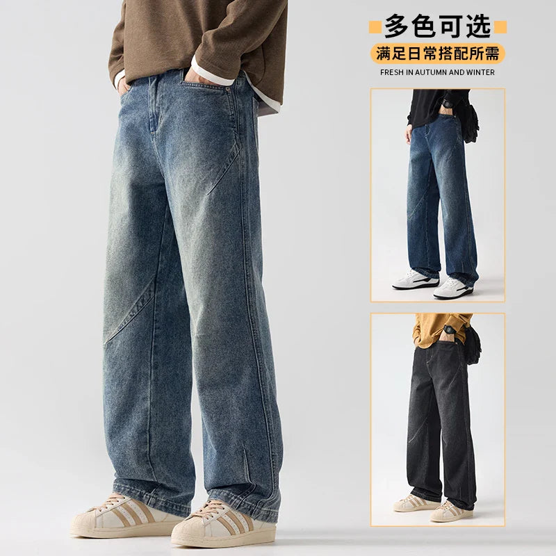 Men's Trendy Jeans All-Season Cotton Blend Straight-Leg Pants - Fashionable Minimalist Versatile Casual Denim Trousers M-4XL