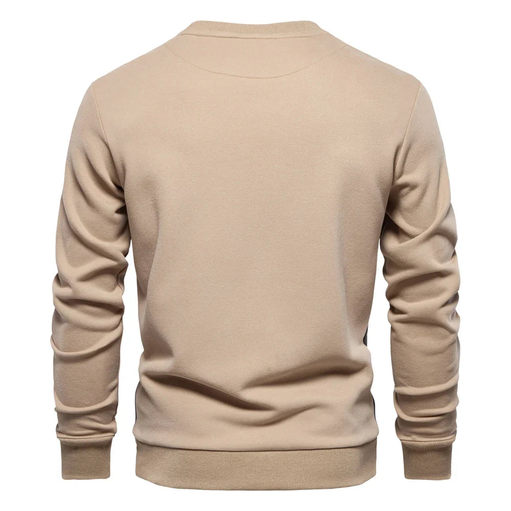 Mens Patckwork Cotton-blend Crew Neck Sweatshirts Fashion Casual Sport Round Neck Pullover Sweatshirt for Men