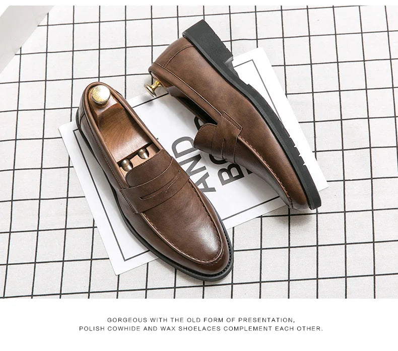 Men's Dress Shoes Formal Office Leather Brogues Shoes Male High Quality Casual Business Shoes Men Social Leather Loafers For Man