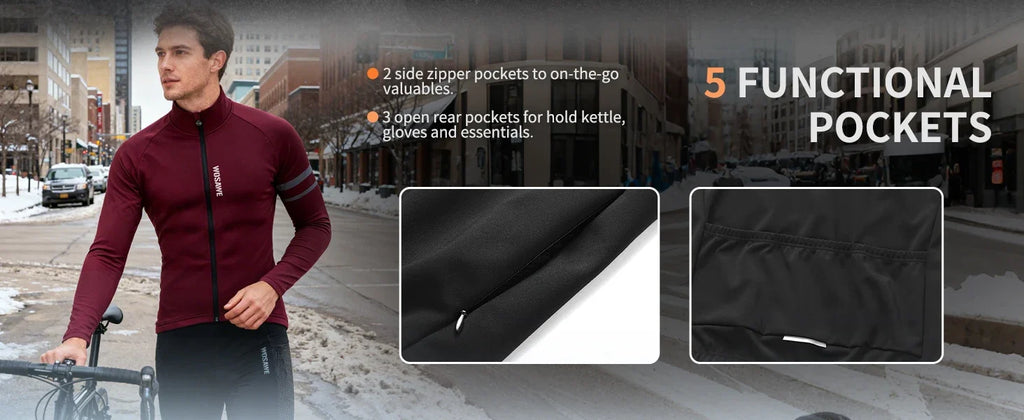 Winter Men's Cycling Jacket Waterproof Windproof Thermal Fleece Bike Jersey MTB Road Cycling Snowboarding Ski Jacket Coat