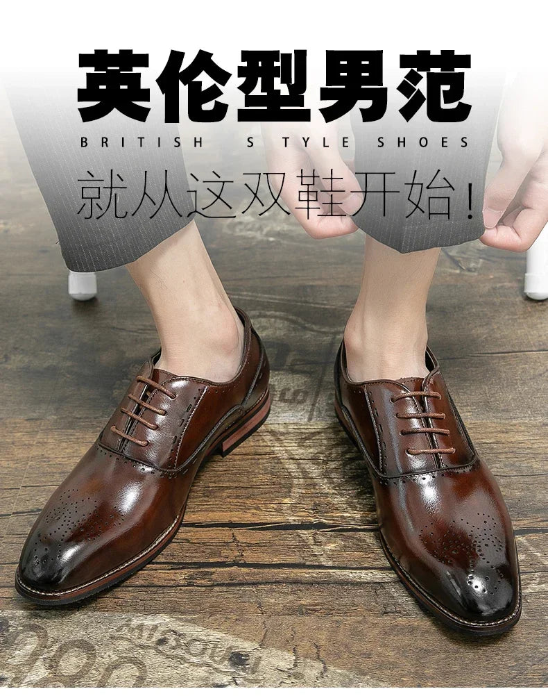 High Quality Leather Business Formal Shoes 2026 Classic Italian Casual Dress Shoes Men Elegant Office Formal Oxford Shoes