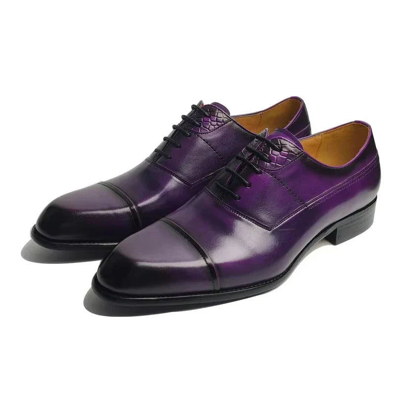 New Fashion Men Dress Shoes Purple Oxfords Comfortable Elegant Formal Business Lace-up Pointed Design Sapatos Sociais Masculinos