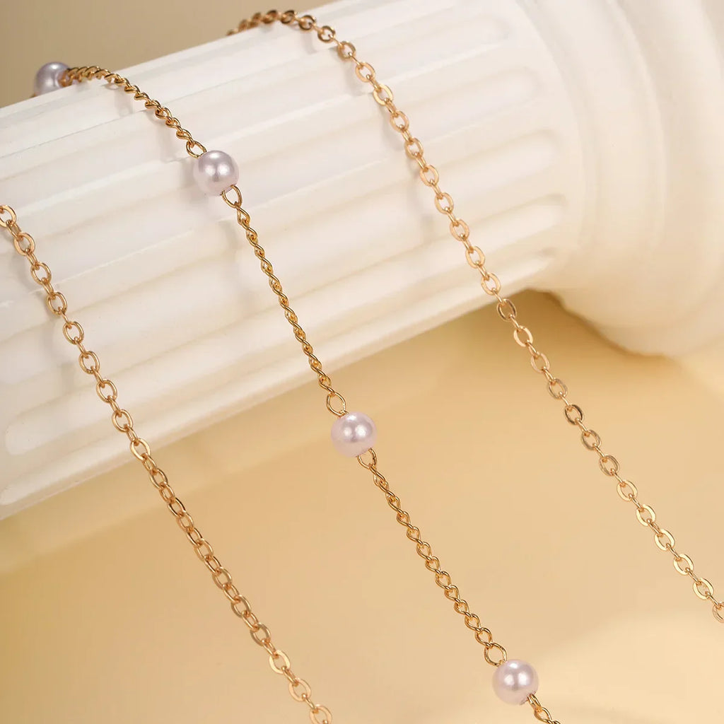 LATS Multilayer Pearl Cross Love Heart Pendant Necklaces for Women Gold Color Fashion Collarbone Neck Chain 2024 Trend Jewelry
