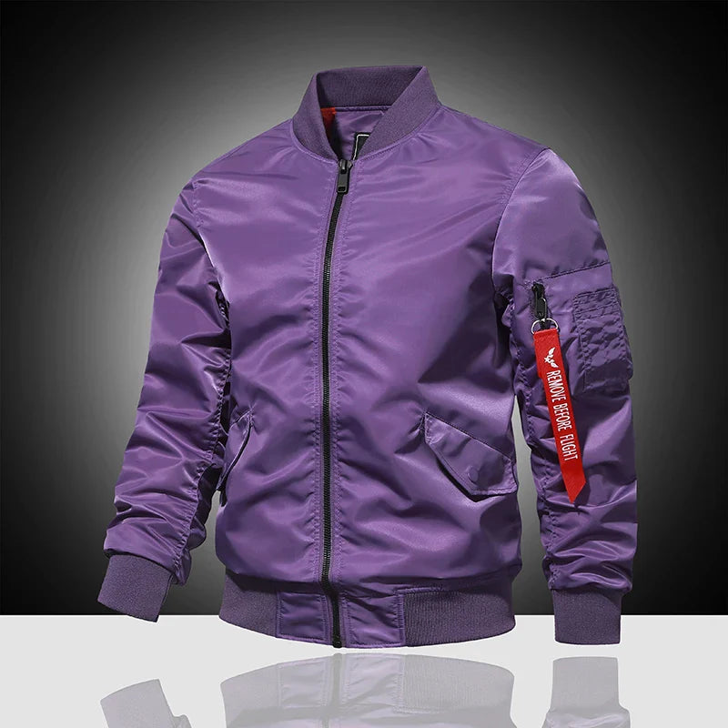 Spring and Autumn Winter Air Force MA1 Pilot Jacket Men's Solid Color Baseball Jacket Casual Thick Windproof Warm Cotton Jacket