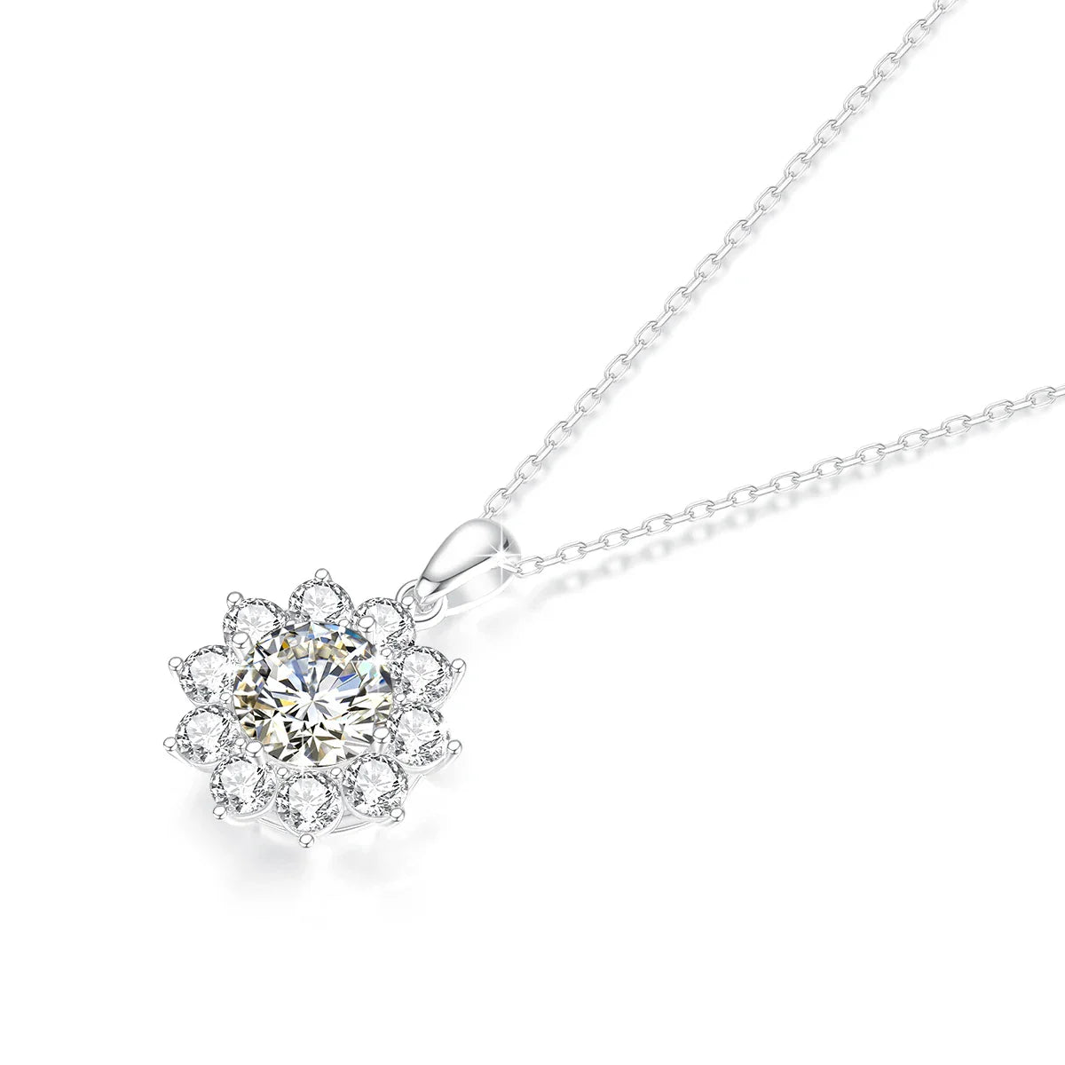 Sunflower 18K Gold Moissanite Pendant Women Wedding Lab Diamond Necklace Charm for Engagement Party Bridal Jewelry Accessorise
