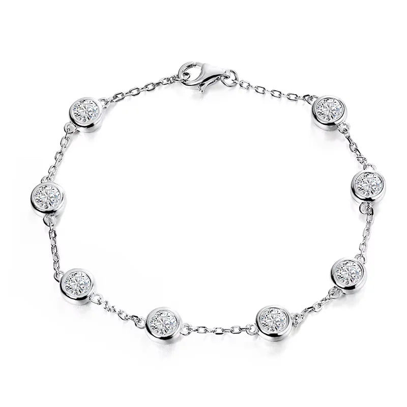 3mm Moissanite Tennis Bracelet GRA Certified s925 Sterling Sliver Dainty Bezel Bracelets for Women Man Wedding Jewelry