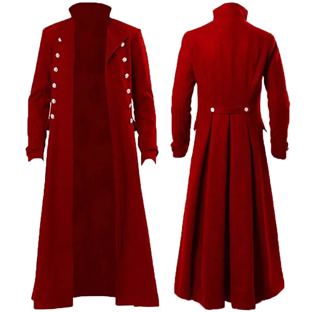 Medieval Renaissance Costume Men Steampunk Vintage Trench Coat Gothic Long Coat Man Victorian Carnival Party Cosplay Costume 5XL