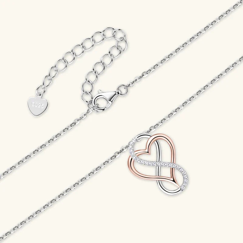 Certified Full Moissanite Heart Infinite Pendant Necklace for Women 925 Sterling Silver Chain Fine Jewelry Gift Collare