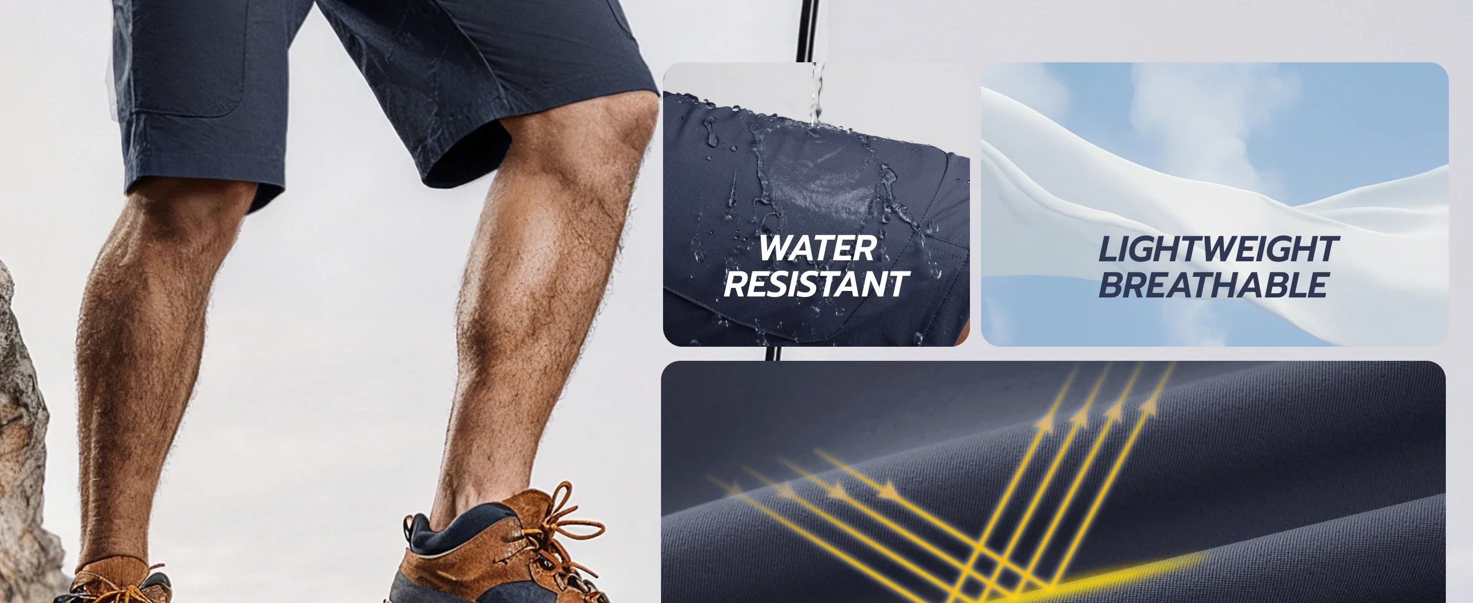 UPF 50+ Hiking Cargo Shorts with 7 Pockets Men 9" Quick Dry Lightweight Nylon Shorts Outdoor Work Shorts Fishing Casual