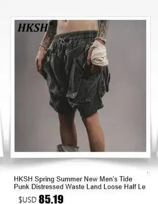 Summer New Men Tide High Street Drawstring Pocket Sports Casual Safari Style Shorts Loose Light Luxury Simple Capris HK4528