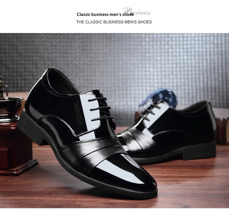 6cm/8cm Height Increasing Mens Formal Dress Shoes Cow Leather Elevator Shoes Business Office Oxfords Wedding Party Social Shoes