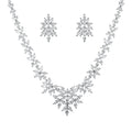 Brand Luxury Marquise Cut Cubic Zirconia Cluster Wedding Necklace and Earring Bridal Jewelry Set