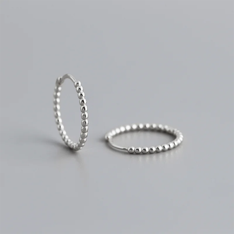 925 Sterling Silver Fashion Minimalist Beads Huggies Hoop Earrings for Women Trend Charm Ear Buckle Bohemian Jewelry Gift