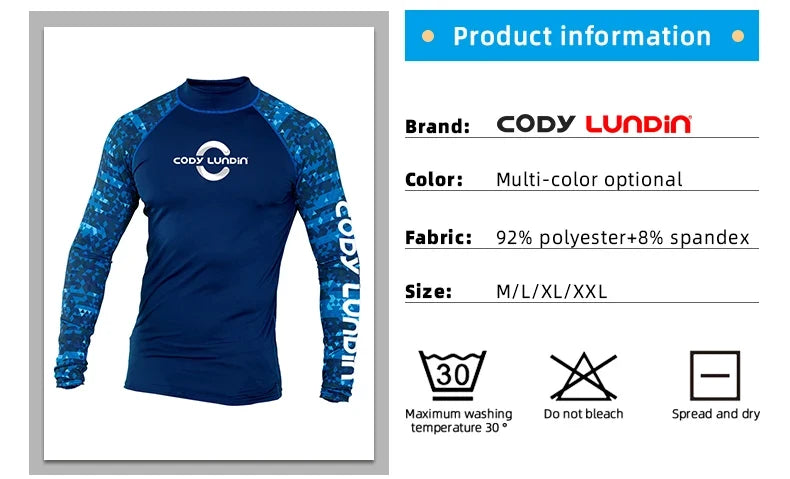 Men's UPF 50+ Compression Turtleneck Swimming Training Shirt Gym Fitness T-Shirt Surf Sports Rashguard Custom Logo Fishing Top