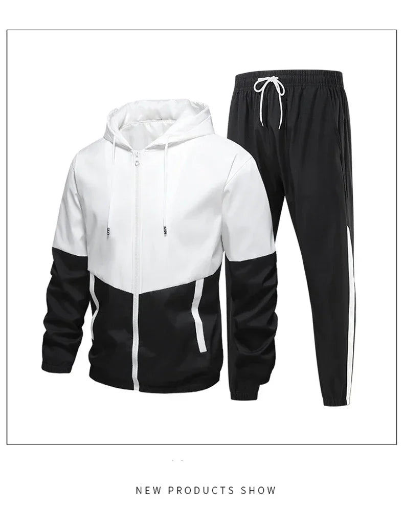 CHRLCK Men's Running Sportswear Suits Breathable Clothes Sports Joggers Training Gym Fitness Tracksuit Sets Men